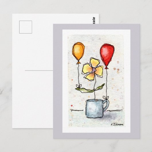 Bloem met Briefkaart Waterverf ballonnen (Voorkant / Achterkant)