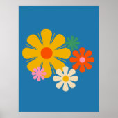 Bloem met de sluis Reto 60s 70s op blauw Poster (Voorkant)