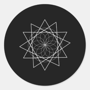 Bloem met driehoeken heilige geometrie ronde sticker