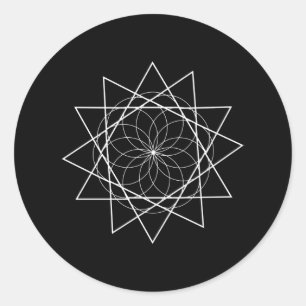 Bloem met driehoeken heilige geometrie ronde sticker