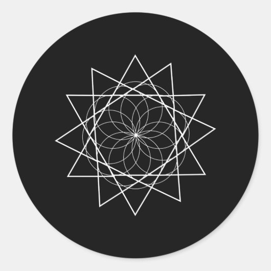 Bloem met driehoeken heilige geometrie ronde sticker (Voorkant)