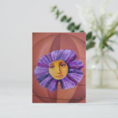 Bloem met een gezicht collage briefkaart (Staand voorkant)