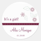 Bloem met gestikte lint Stickers (Voorkant)