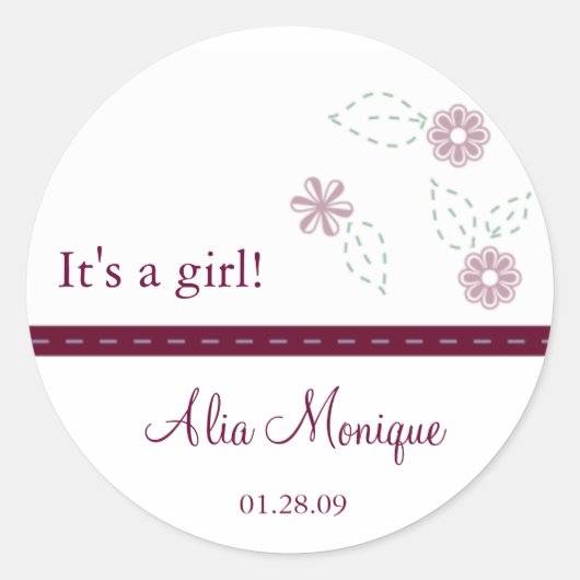 Bloem met gestikte lint Stickers (Voorkant)