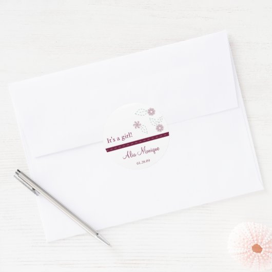 Bloem met gestikte lint Stickers (Envelop)