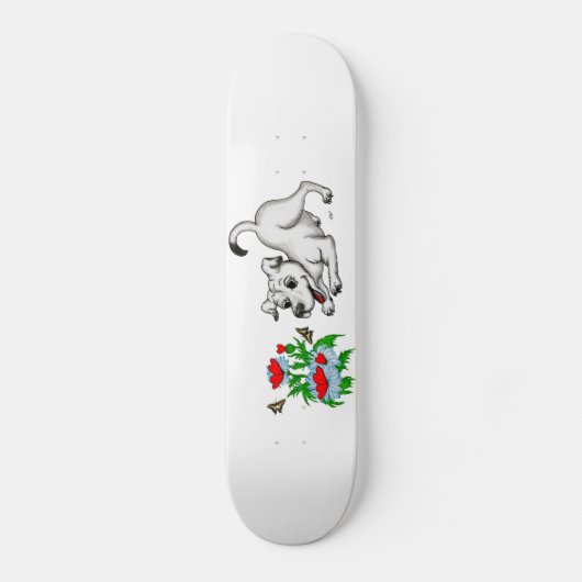 Bloem met hart, puppy en vlinder skateboard (Voorkant)
