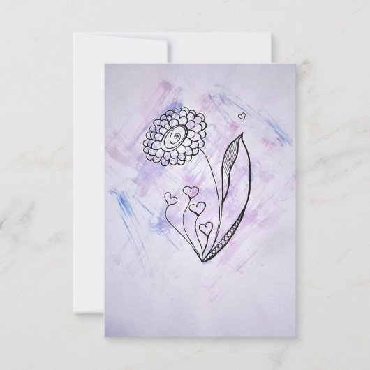 Bloem met Hartjes Dank je kaart (Voorkant)