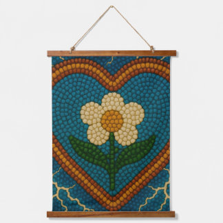 Bloem met kralen en donder hangend wandkleed