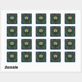 Bloem met kralen en donder vierkante sticker (Vel)