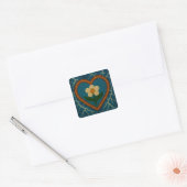 Bloem met kralen en donder vierkante sticker (Envelop)