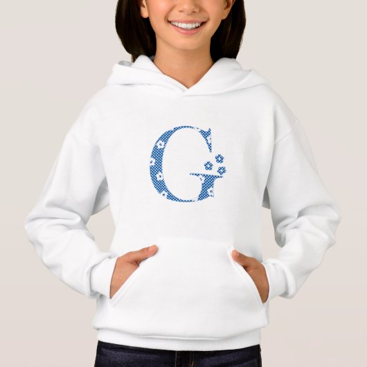 bloem met patterned Letter G (blauw en stip) (Voorkant)