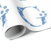 bloem met patterned Letter G (blauw en stip) Cadeaupapier (Rol Hoek)