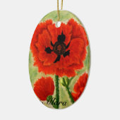 Bloem met rode papavers keramisch ornament (Links)