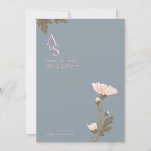 Bloem met roze en blauwe thema-weddenschap kaart (Voorkant)