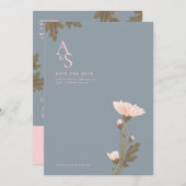 Bloem met roze en blauwe thema-weddenschap kaart (Voorkant / Achterkant)