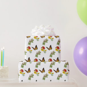 Bloem met vlinder cadeaupapier