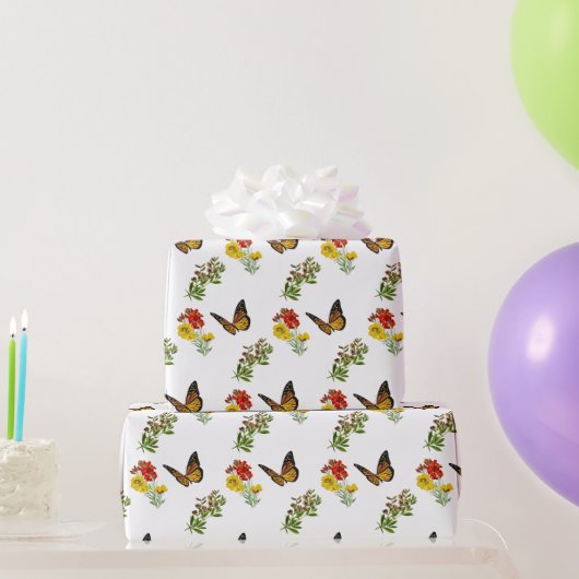 Bloem met vlinder  cadeaupapier (Feestgeschenken)
