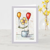Bloem met Wenskaart Waterverf ballonnen Kaart (Gele Bloem)