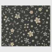 Bloem met zwarte achtergrond cadeaupapier (Vlak)