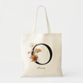 Bloem Moderne Gepersonaliseerde Monogram Letter "O Tote Bag (Voorkant)