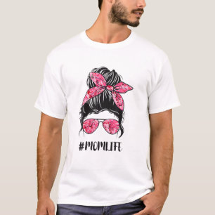 Bloem Moeder Leven Wanordelijke Bun Haar Zonnebril T-shirt