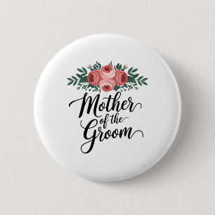 Bloem Moeder van de Bruidegom Huwelijksdouche Moed Ronde Button 5,7 Cm