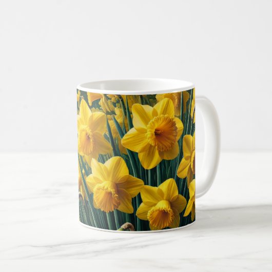 Bloem mok met felgele narcissen (Voorkant rechts)