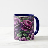 Bloem mok met levendige paarse bloemblaadjes (Voorkant rechts)