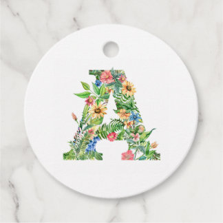Bloem Monogram A (Naam Aanpasbaar) Favor Tags Bedankjes Labels