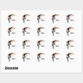 Bloem  MONOGRAM boho bordeaux boeket   Ronde Sticker (Vel)