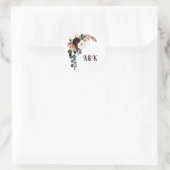 Bloem  MONOGRAM boho bordeaux boeket   Ronde Sticker (Tas)