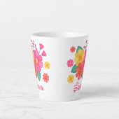 Bloem Monogram Naam Modern Botanisch Latte Mok (Voorkant)