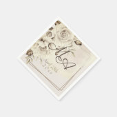 Bloem Monogram Rustiek Wit rozen Papier Servet (Hoek)
