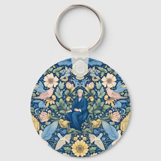 Bloem Morris kunst Sleutelhanger (Achterkant)