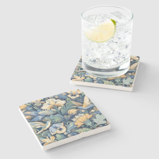Bloem Morris kunst Stenen Onderzetter (Zijkant)