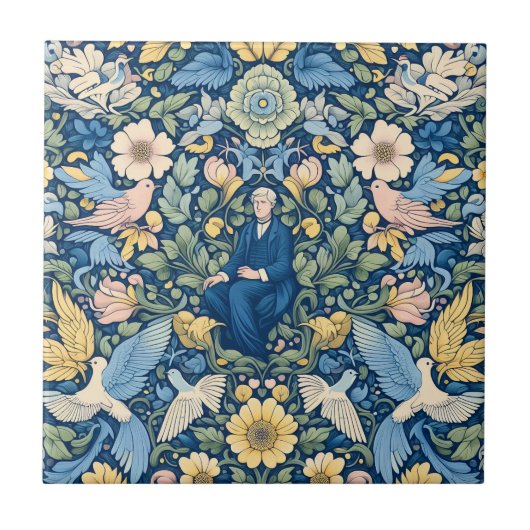 Bloem Morris kunst Tegeltje (Voorkant)