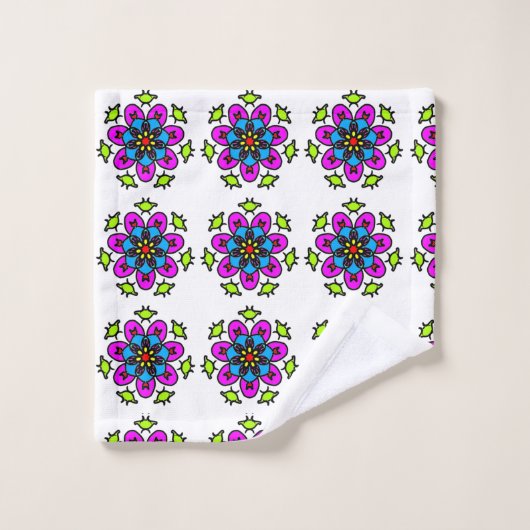 Bloem Motief Mandala Bad Handdoek (Wasdoekje)