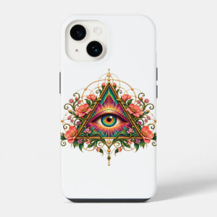 Bloem Mozaïek Oog iPhone 14 Stevige Hoes Hoesje