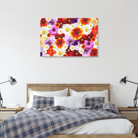 Bloem Mozaïek Opgespannen Canvas Print (Insitu (Slaapkamer))