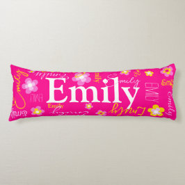 Bloem naam patroon roze geel aangepast lichaamskussen