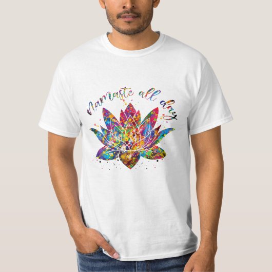 Bloem Namaste Yoga Waterverf T-shirt (Voorkant)