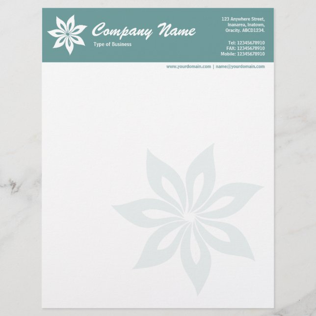 Bloem - Oceaan Groen Custom Briefhoofd (Voorkant)