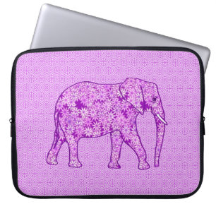 Bloem olifant - amethist paars laptop sleeve
