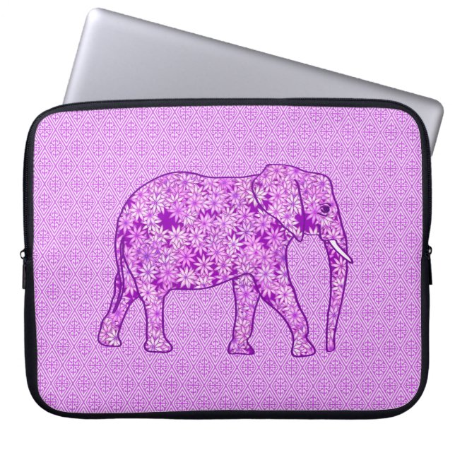 Bloem olifant - amethist paars laptop sleeve (Voorkant)