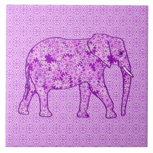Bloem olifant - amethist paars tegeltje