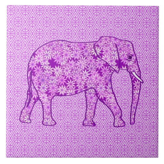 Bloem olifant - amethist paars tegeltje (Voorkant)