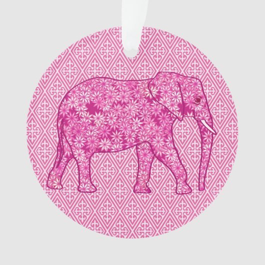 Bloem olifant - fuchsia roze ornament (voorkant)