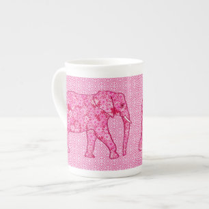 Bloem olifant - fuchsia roze porselein kop