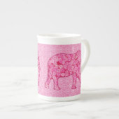 Bloem olifant - fuchsia roze porselein kop (Voorkant rechts)