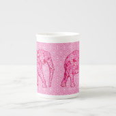 Bloem olifant - fuchsia roze porselein kop (Voorkant)